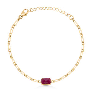 Red Jade Paperclip Chain Bracelet