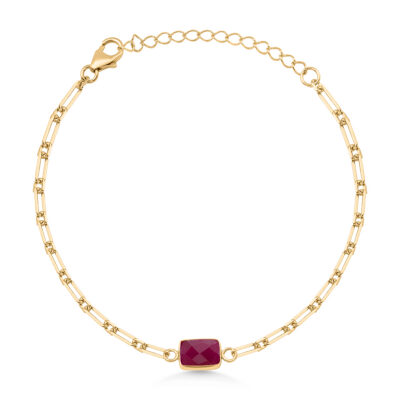 Red Jade Paperclip Chain Bracelet