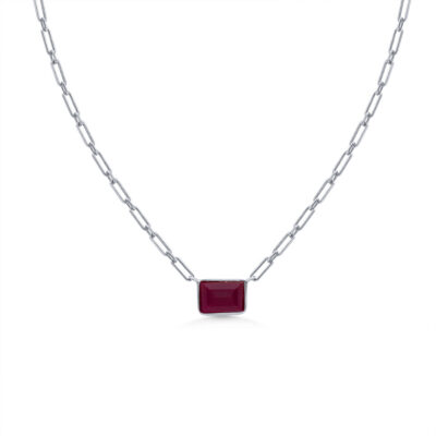 Red Jade Paperclip Chain Necklace