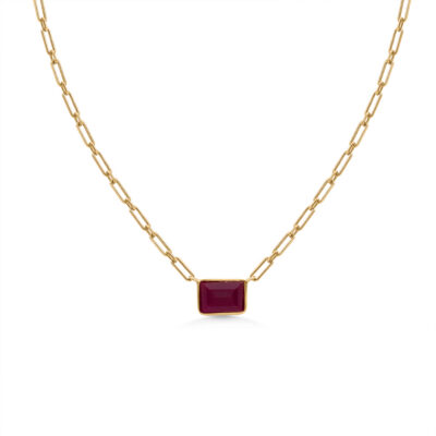 Red Jade Paperclip Chain Necklace