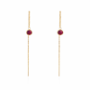 Red Jade Round Threader Earrings