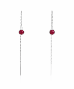 Red Jade Round Threader Earrings