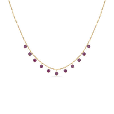 Ruby Beaded Charm Necklace