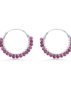 Ruby Beaded Hoops (Large)