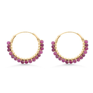 Ruby Beaded Hoops (Large)