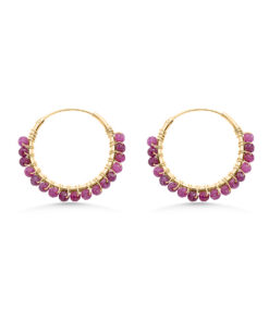 Ruby Beaded Hoops (Medium)