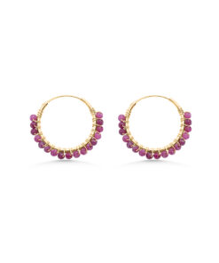 Ruby Beaded Hoops (Small)