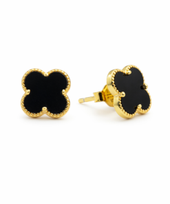 Black Agate Clover Earrings