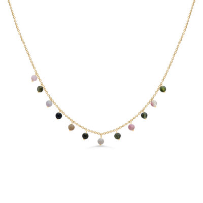 Tourmaline Beaded Charm Necklace
