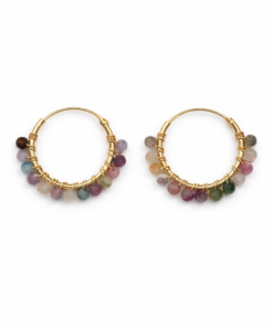 Tourmaline Beaded Hoops (Medium)