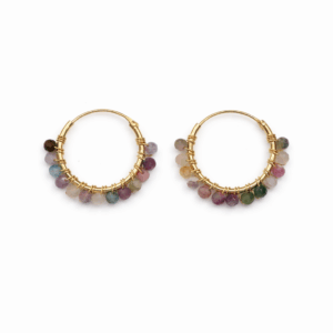 Tourmaline Beaded Hoops (Medium)