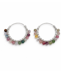 Tourmaline Beaded Hoops (Medium)