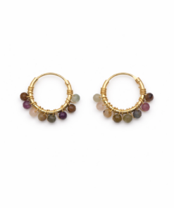 Tourmaline Beaded Hoops (Small)