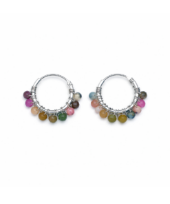 Tourmaline Beaded Hoops (Small)