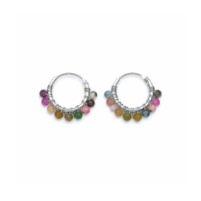 Tourmaline Beaded Hoops (Small)