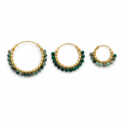 Turquoise Beaded Hoops (Medium)