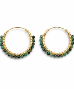 Turquoise Beaded Hoops (Large)