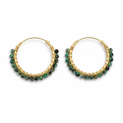Turquoise Beaded Hoops (Large)