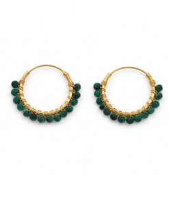 Turquoise Beaded Hoops (Medium)