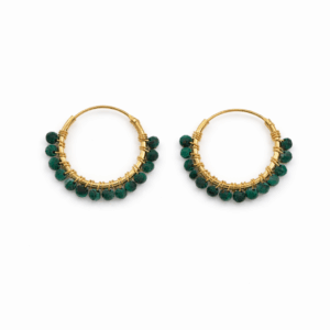 Turquoise Beaded Hoops (Medium)