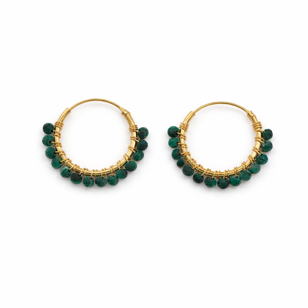 Turquoise hoops medium in gold