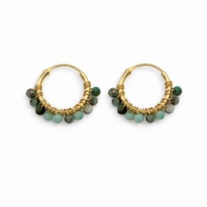 Turquoise Beaded Hoops (Small)