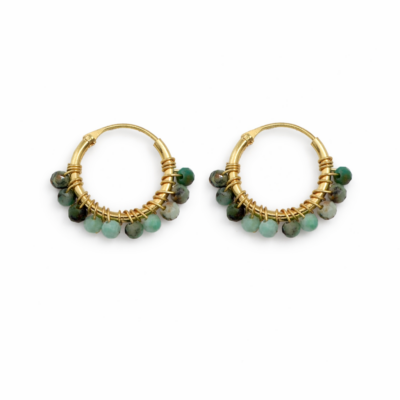 Turquoise Beaded Hoops (Small)