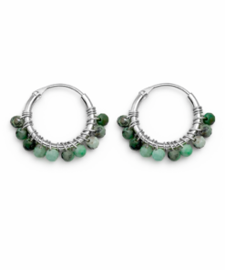 Turquoise Beaded Hoops (Small)