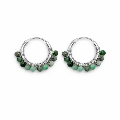 Turquoise Beaded Hoops (Small)
