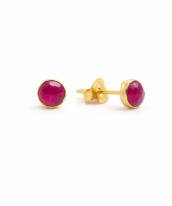 Red Jade Round Studs