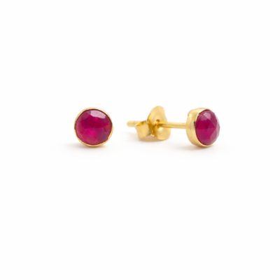 Red Jade Round Studs