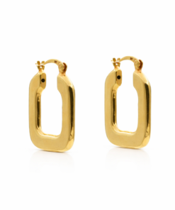 Flat Square Hoops YG Plated