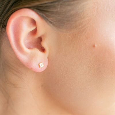 Cubic Zirconia Cluster Studs YG Plated