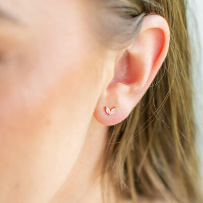 Cubic Zirconia Marquise Wing Studs YG Plated
