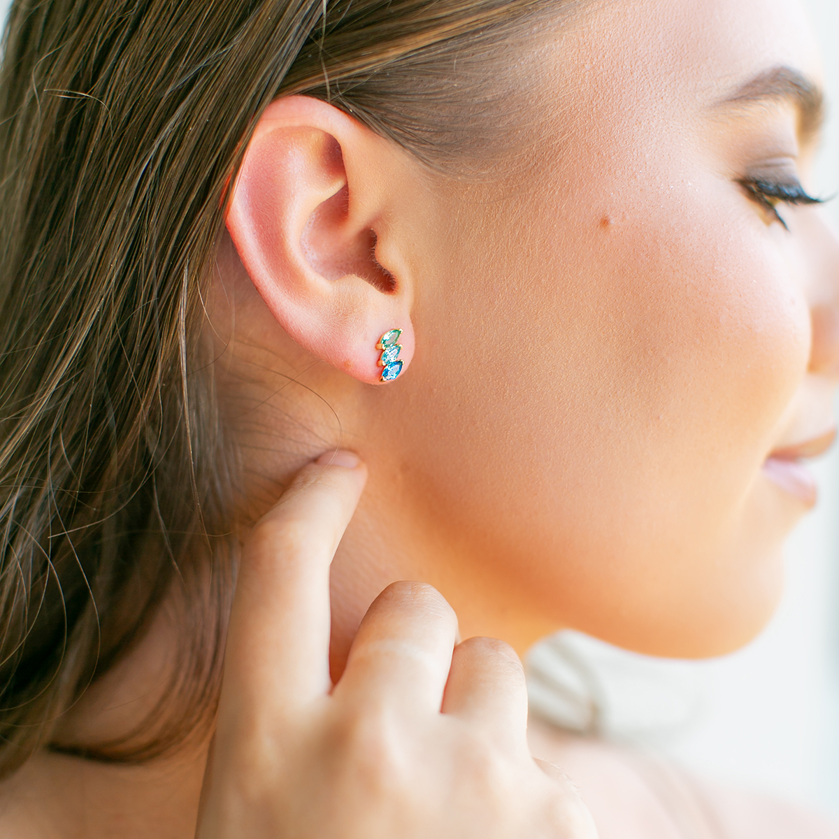 Blue Moissanite Marquise Studs Blue Moissanite Marquise Studs