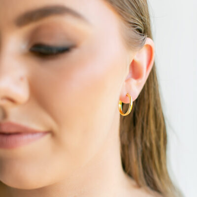 D-Shaped Hoops YG Plated (15mm)