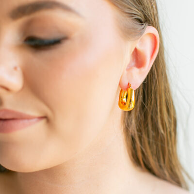 Chunky Square Hoops YG Plated