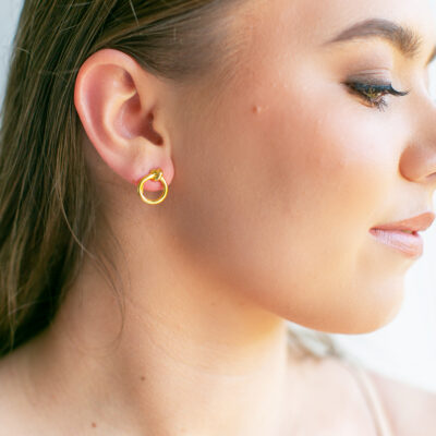 Knot and Circle Studs YG Plated