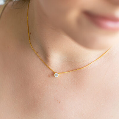 Cubic Zirconia Slider Necklace YG Plated