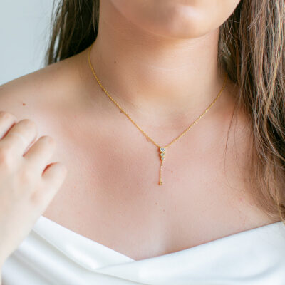 Bezel Cascade Necklace YG Plated