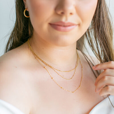 Bar Station Necklace YG Plated