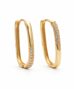Paperclip Pave Huggies YG Plated