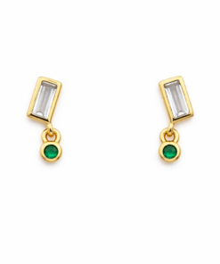 Baguette Cubic Zirconia Dangle Studs