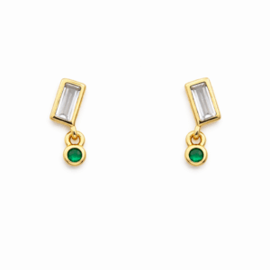 Baguette Cubic Zirconia Dangle Studs