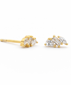 Cubic Zirconia Mixed Shape Cluster Studs YG Plated