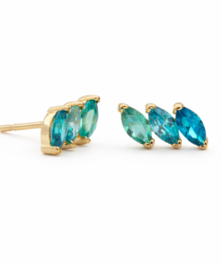 Blue Moissanite Marquise Studs