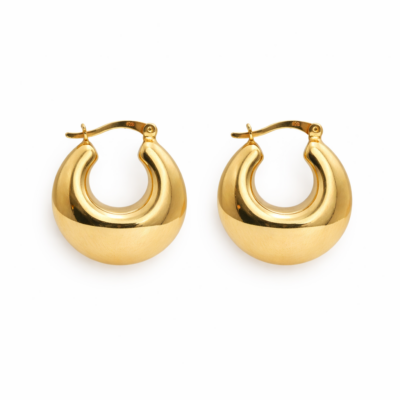 Chunky Domed Hoops YG Plated