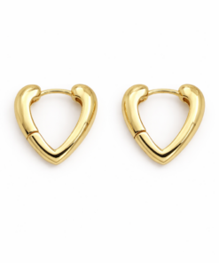 Chunky Heart Shaped Huggies YG Plated