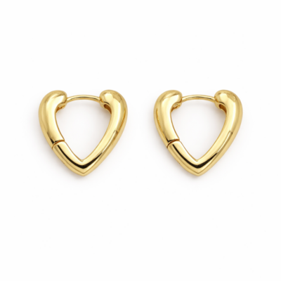 Chunky Heart Shaped Huggies YG Plated