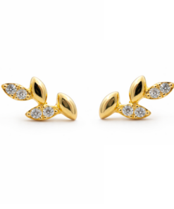 Domed Leaf Studs YG Plated